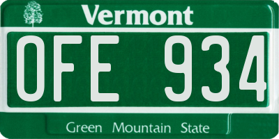 VT license plate OFE934