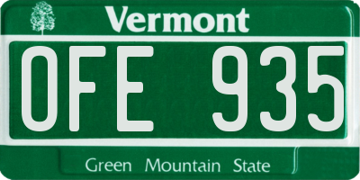 VT license plate OFE935