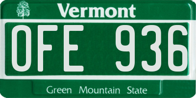 VT license plate OFE936