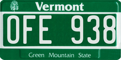VT license plate OFE938