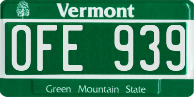 VT license plate OFE939