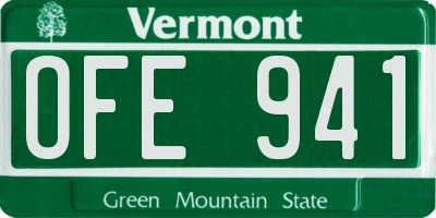 VT license plate OFE941