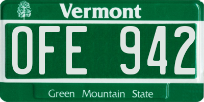 VT license plate OFE942