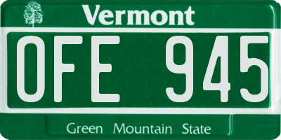 VT license plate OFE945