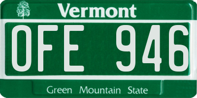 VT license plate OFE946