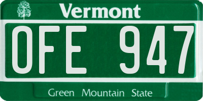 VT license plate OFE947