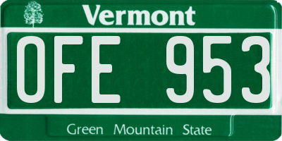 VT license plate OFE953