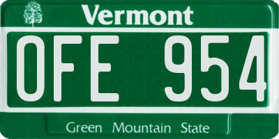 VT license plate OFE954