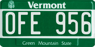 VT license plate OFE956