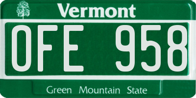 VT license plate OFE958