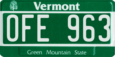 VT license plate OFE963