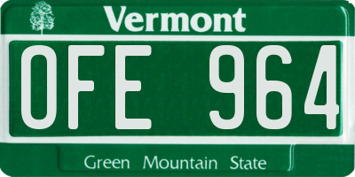 VT license plate OFE964