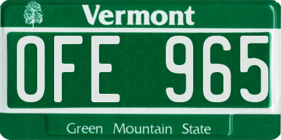 VT license plate OFE965