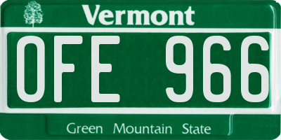 VT license plate OFE966
