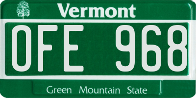 VT license plate OFE968
