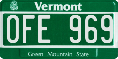 VT license plate OFE969