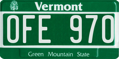 VT license plate OFE970
