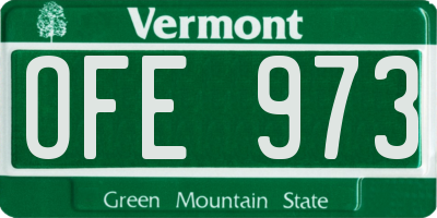 VT license plate OFE973