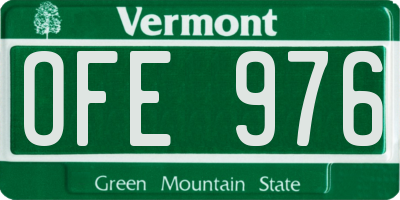 VT license plate OFE976