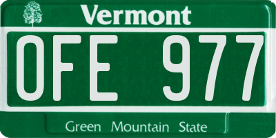 VT license plate OFE977