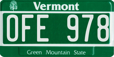 VT license plate OFE978