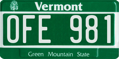 VT license plate OFE981