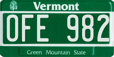 VT license plate OFE982