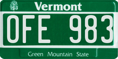 VT license plate OFE983