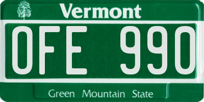 VT license plate OFE990