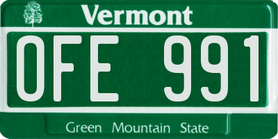 VT license plate OFE991