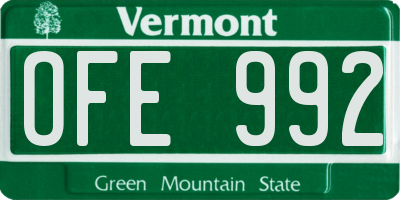 VT license plate OFE992
