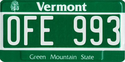VT license plate OFE993
