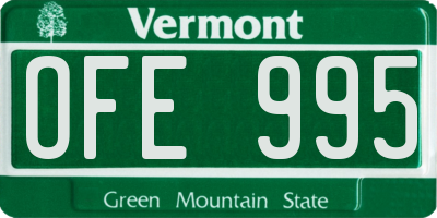 VT license plate OFE995