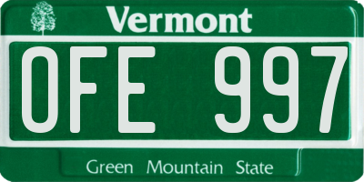 VT license plate OFE997