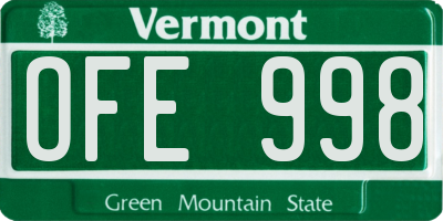 VT license plate OFE998