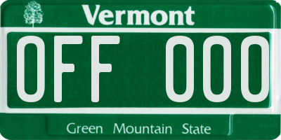 VT license plate OFF000