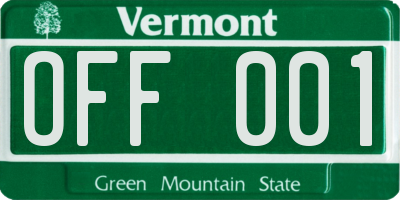 VT license plate OFF001