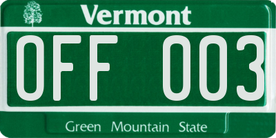 VT license plate OFF003