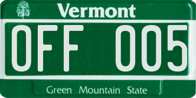 VT license plate OFF005