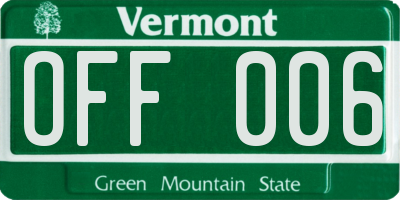 VT license plate OFF006