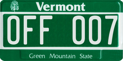 VT license plate OFF007