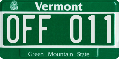 VT license plate OFF011