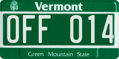 VT license plate OFF014