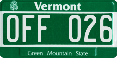 VT license plate OFF026