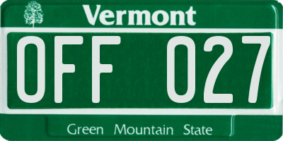 VT license plate OFF027