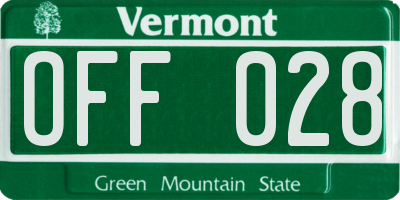 VT license plate OFF028