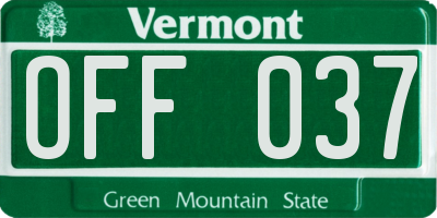 VT license plate OFF037