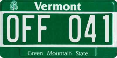 VT license plate OFF041