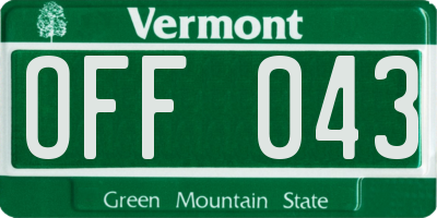 VT license plate OFF043