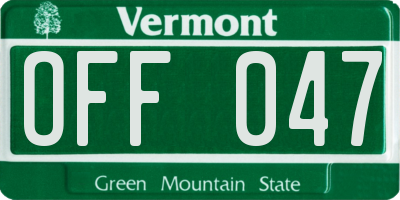 VT license plate OFF047